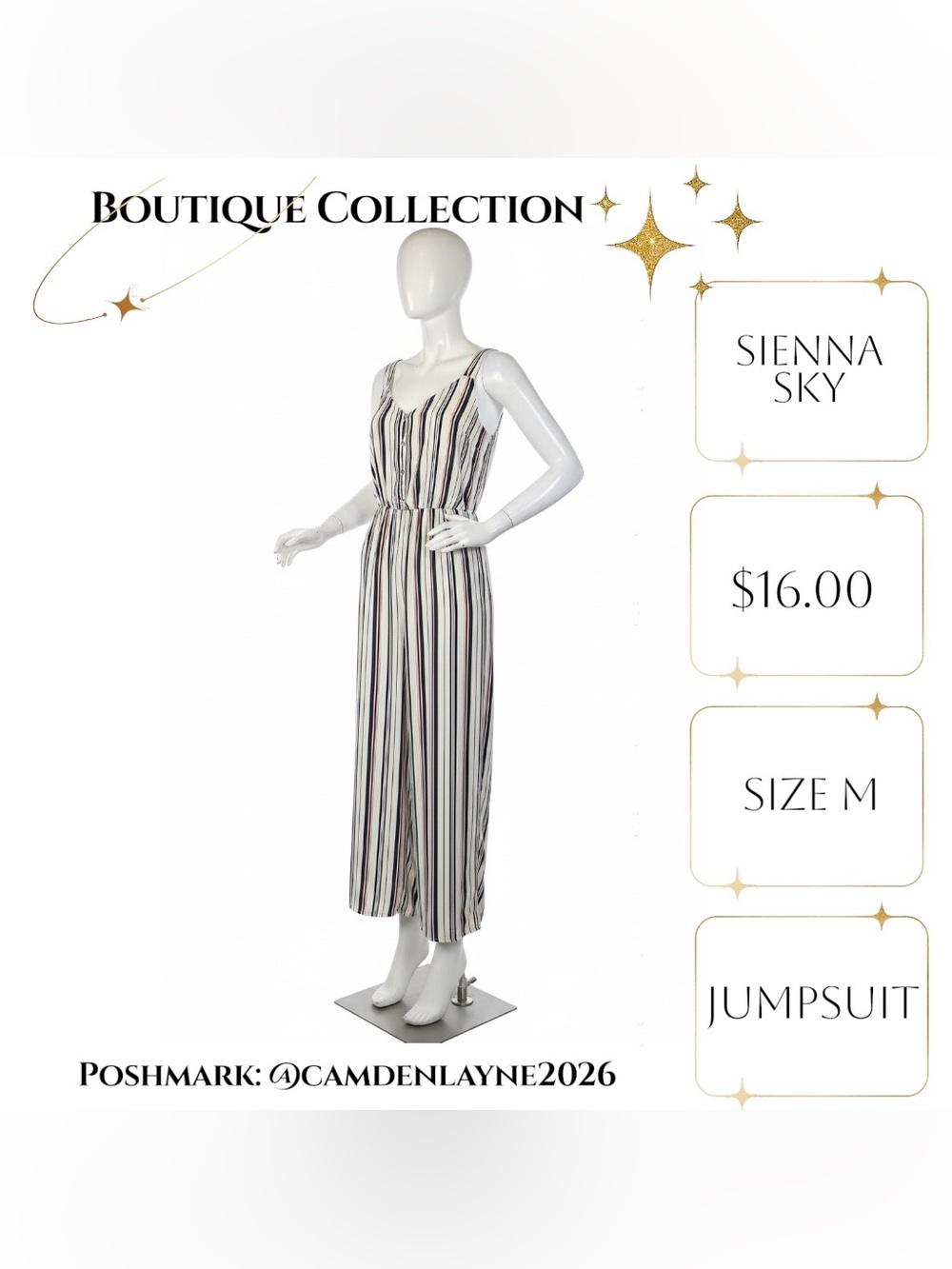 Sienna Sky Black & White Striped Sleeveless Jumpsuit - Picture 4 of 10
